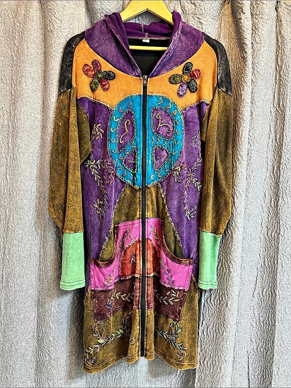 Color Block Hooded Maxi Dress XL
